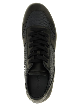 Black Lamb Leather Low Top Sneakers