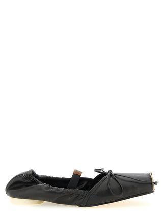 Black Cowhide Ballet Flats