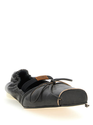 Black Cowhide Ballet Flats