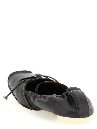 Black Cowhide Ballet Flats