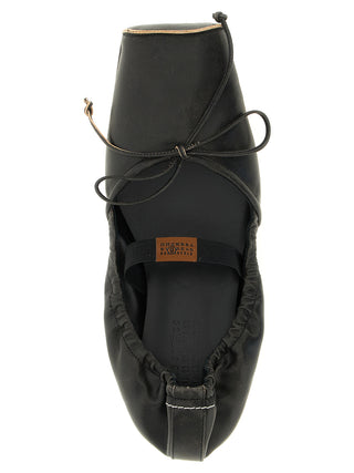 Black Cowhide Ballet Flats