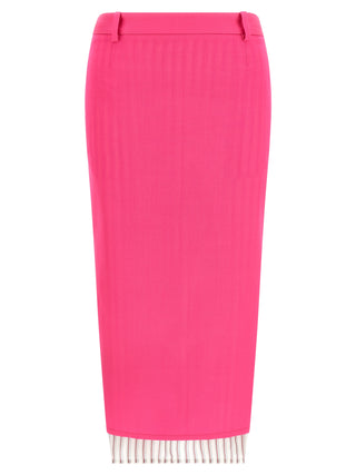 Fuchsia Virgin Wool Midi Skirt