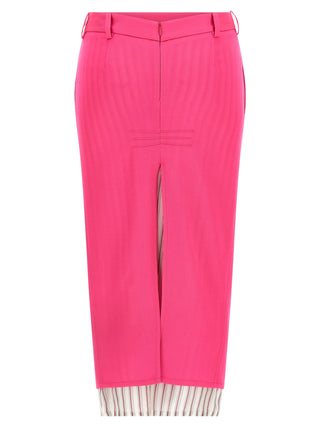 Fuchsia Virgin Wool Midi Skirt