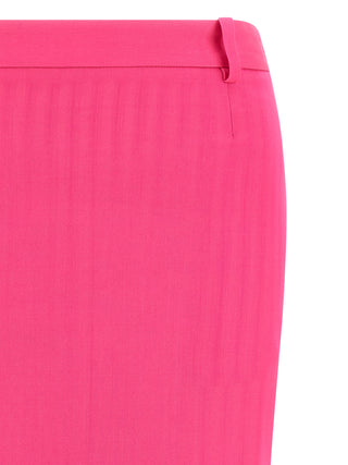 Fuchsia Virgin Wool Midi Skirt