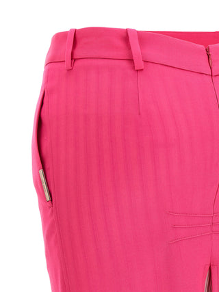 Fuchsia Virgin Wool Midi Skirt