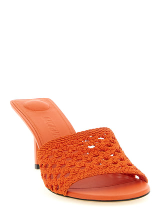 Orange Polyester Platform Sandals