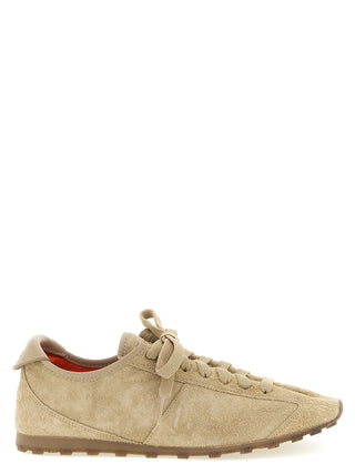 Beige Cowhide Athletic Sneakers