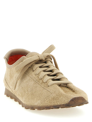 Beige Cowhide Athletic Sneakers