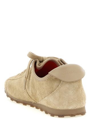 Beige Cowhide Athletic Sneakers