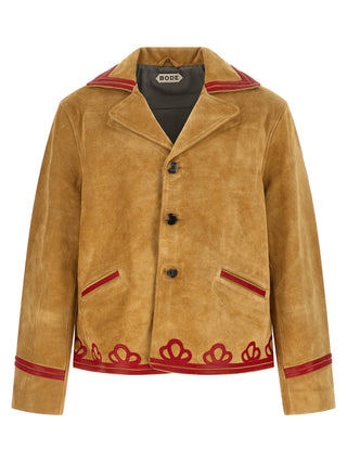 Beige Cowhide Leather Jacket