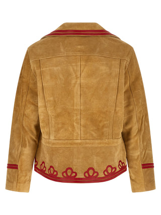 Beige Cowhide Leather Jacket