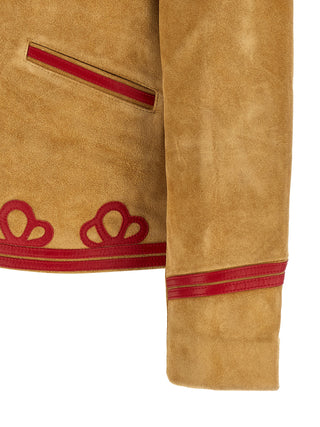 Beige Cowhide Leather Jacket