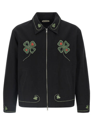 Chaqueta negra de algodón de largo completo