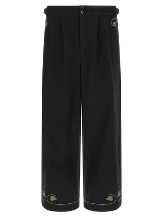 Black Cotton Casual Pants