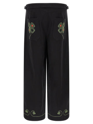 Black Cotton Casual Pants