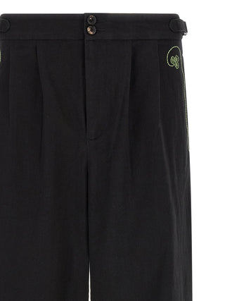 Black Cotton Casual Pants