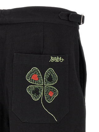 Black Cotton Casual Pants