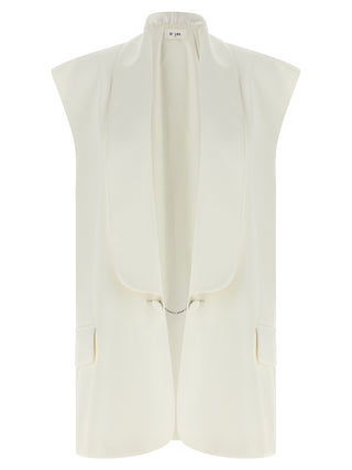 White Viscose Sleeveless Jacket