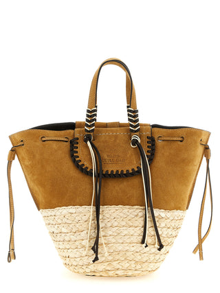Bolso tote de cuero beige