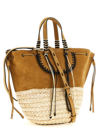 Bolso tote de cuero beige