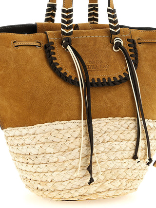 Bolso tote de cuero beige