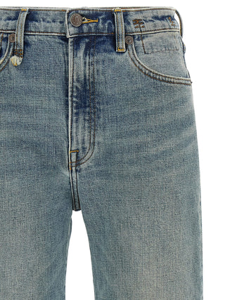 Blue Cotton Flared Jeans