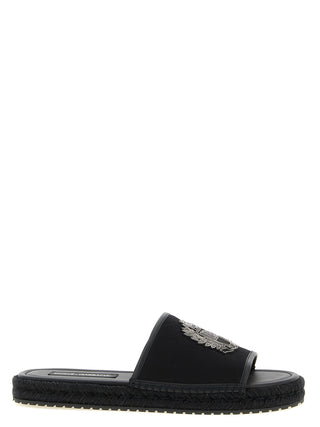 Black Cotton Slides