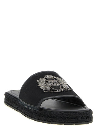 Black Cotton Slides