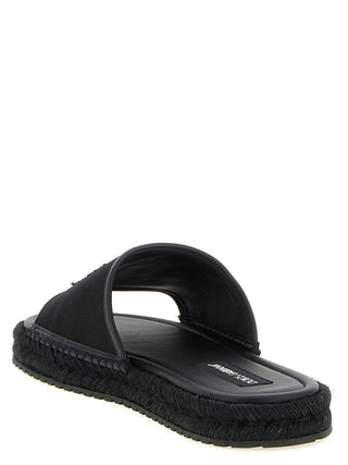 Black Cotton Slides