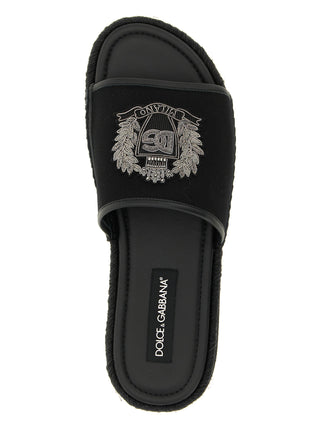 Black Cotton Slides