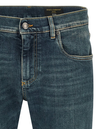Blue Cotton Slim Fit Jeans