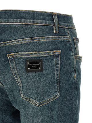Blue Cotton Slim Fit Jeans
