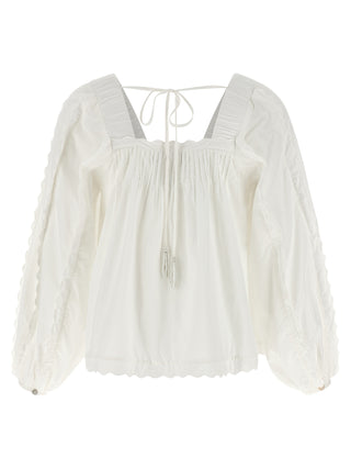 Blusa de algodón blanca