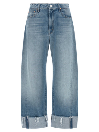 Blue Cotton Cropped Jeans