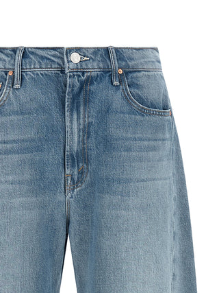 Blue Cotton Cropped Jeans