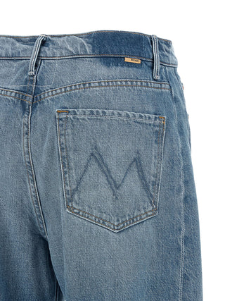 Blue Cotton Cropped Jeans