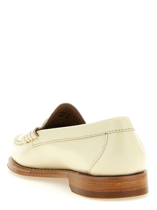 Beige Cowhide Slip-On Loafers