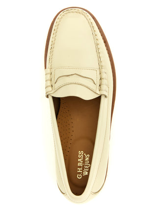 Beige Cowhide Slip-On Loafers