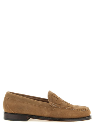 Beige Cowhide Slip-On Loafers