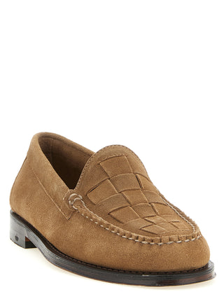 Beige Cowhide Slip-On Loafers