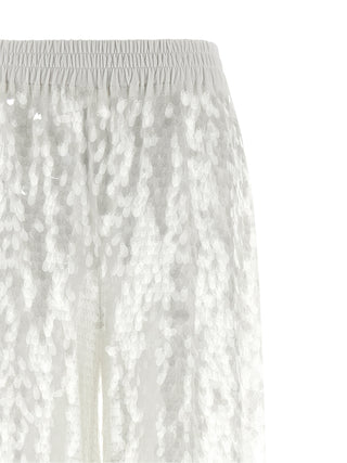 White Nylon Casual Pants