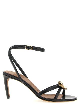 Sandalias de tacón stiletto negras de piel de becerro