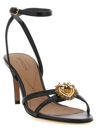 Sandalias de tacón stiletto negras de piel de becerro