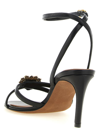 Sandalias de tacón stiletto negras de piel de becerro