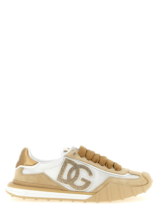 Zapatillas deportivas beige de piel de becerro