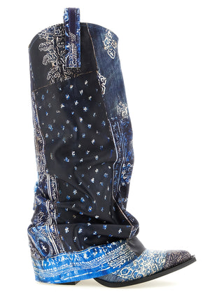Blue Leather Chelsea Boots