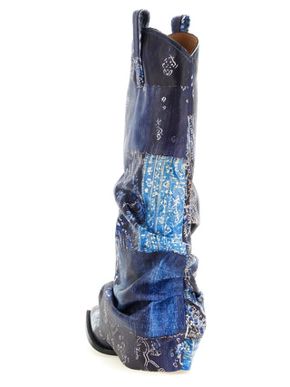 Blue Leather Chelsea Boots