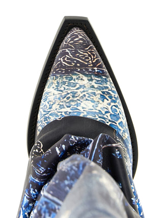 Blue Leather Chelsea Boots