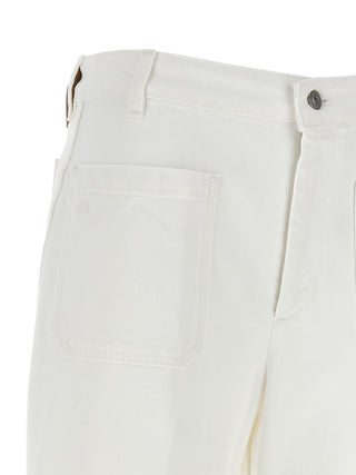 White Cotton Flared Jeans