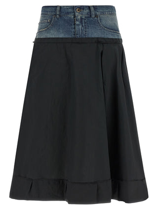 Multicolor Polyester Midi Skirt